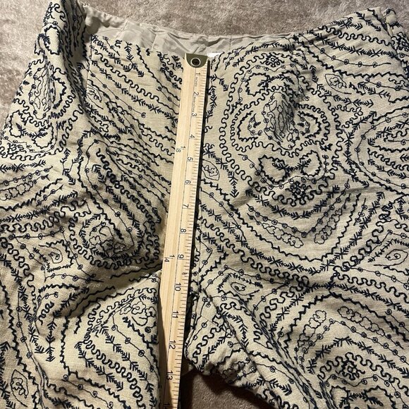 Talbots Pants Womens 10 Linen Tan Black Embroidered Design Cropped Ankle High - Picture 8 of 8